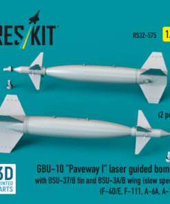 Alternative view of Reskit GBU-10 "Paveway I" laser guided bombs with BSU-37/B fin and BSU-3A/B wing (slow speed) (F-4D/E, F-111, A-6A, A-7E) (3D Printed) (1/32) RS32-0575