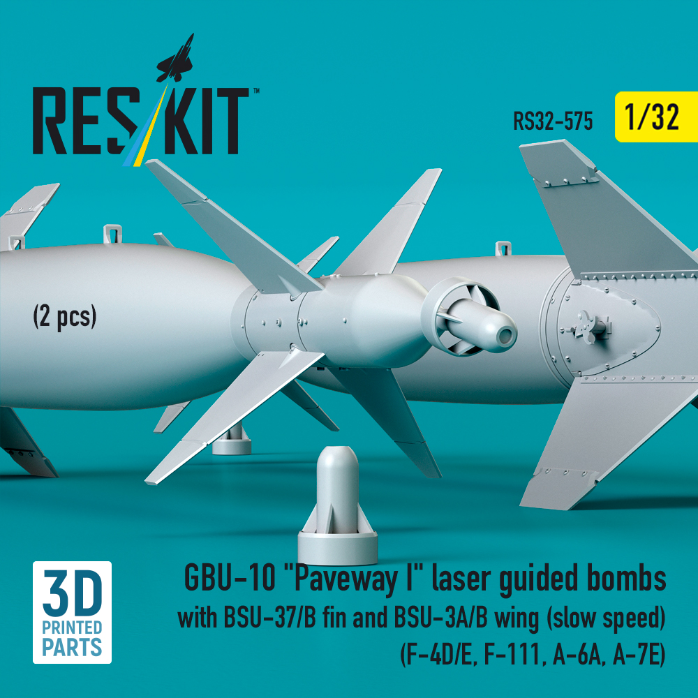 Reskit GBU-10 "Paveway I" laser guided bombs with BSU-37/B fin and BSU-3A/B wing (slow speed) (F-4D/E, F-111, A-6A, A-7E) (3D Printed) (1/32) RS32-0575 - Image 3
