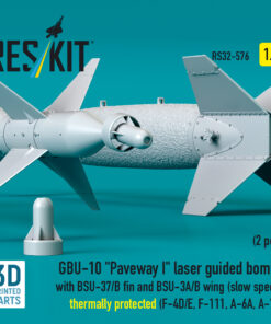 Alternative view of Reskit GBU-10 "Paveway I" laser guided bombs with BSU-37/B fin and BSU-3A/B wing (slow speed) thermally protected (F-4D/E, F-111, A-6A, A-7E) (3D Printed) (1/32) RS32-0576