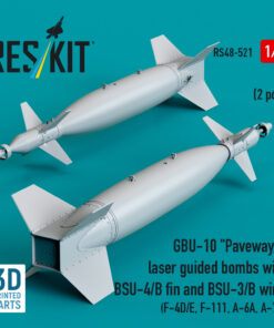 Alternative view of Reskit GBU-10 "Paveway I" laser guided bombs with BSU-4/B fin and BSU-3/B wing (2 pcs) (3D Printed) (1/48) RS48-0521