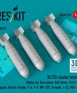 Reskit BL755 cluster bombs (4 pcs) (3D Printed) (1/48) RS48-0535