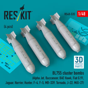 Reskit BL755 cluster bombs (4 pcs) (3D Printed) (1/48) RS48-0535