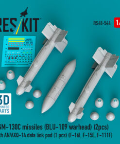Reskit AGM-130C missiles (2 pcs) with AN/AXQ-14 data link pod (1 pcs) (F-16I, F-15E, F-111F) (3D Printed) (1/48) RS48-0544