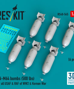 Reskit AN-M64 bombs (6 pcs) for all USAF & RAF of WW2 & Korean War (3D Printed) (1/48) RS48-0545