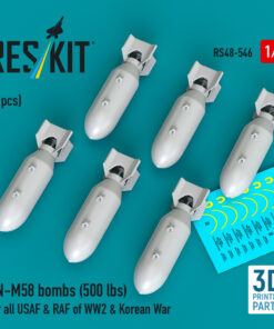 Reskit AN-M58 bombs (6 pcs) for all USAF & RAF of WW2 & Korean War (3D Printed) (1/48) RS48-0546