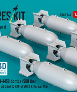 Alternative view of Reskit AN-M58 bombs (6 pcs) for all USAF & RAF of WW2 & Korean War (3D Printed) (1/48) RS48-0546
