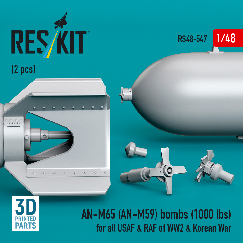 Reskit AN-M65 (AN-M59) bombs (1000 lbs) for all USAF & RAF of WW2 & Korean War (3D Printed) (1/48) RS48-0547 - Image 3