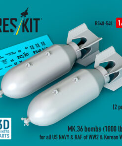 Reskit MK.36 bombs (2 pcs) for all US NAVY & RAF of WW2 & Korean War (3D Printed) (1/48) RS48-0548
