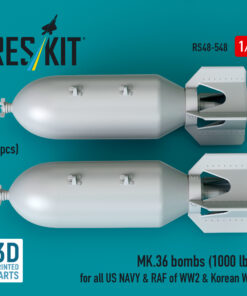 Alternative view of Reskit MK.36 bombs (2 pcs) for all US NAVY & RAF of WW2 & Korean War (3D Printed) (1/48) RS48-0548