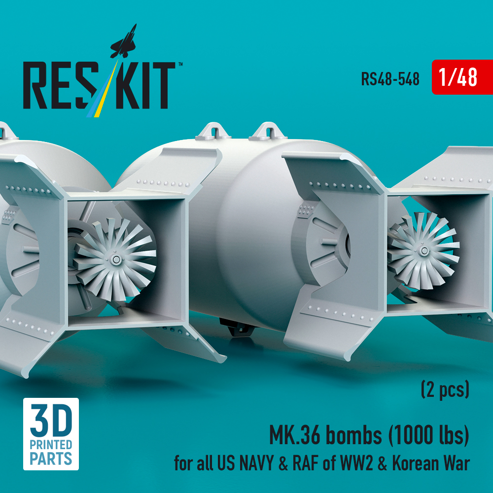 Reskit MK.36 bombs (2 pcs) for all US NAVY & RAF of WW2 & Korean War (3D Printed) (1/48) RS48-0548 - Image 3