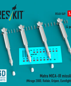 Reskit Matra MICA-IR missiles (4 pcs) (3D Printed) (1/48) RS48-0549