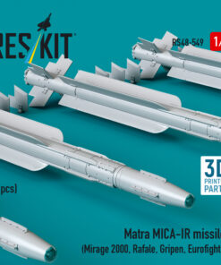 Alternative view of Reskit Matra MICA-IR missiles (4 pcs) (3D Printed) (1/48) RS48-0549