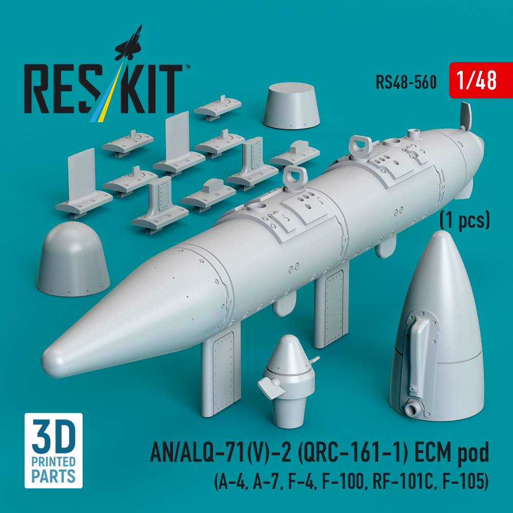 Reskit AN/ALQ-71(V)-2 ECM pod (1pcs) (A-4, A-7, F-4, F-100, RF-101C, F-105) (3D Printed) (1/48) RS48-0560 - Image 2