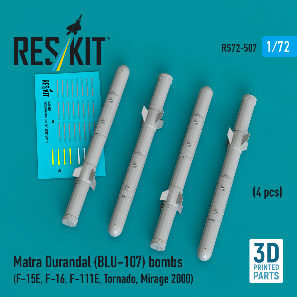 Reskit Matra Durandal (BLU-107) bombs (F-15E, F-16, F-111E, Tornado, Mirage 2000) (3D Printed) (1/72) RS72-0507