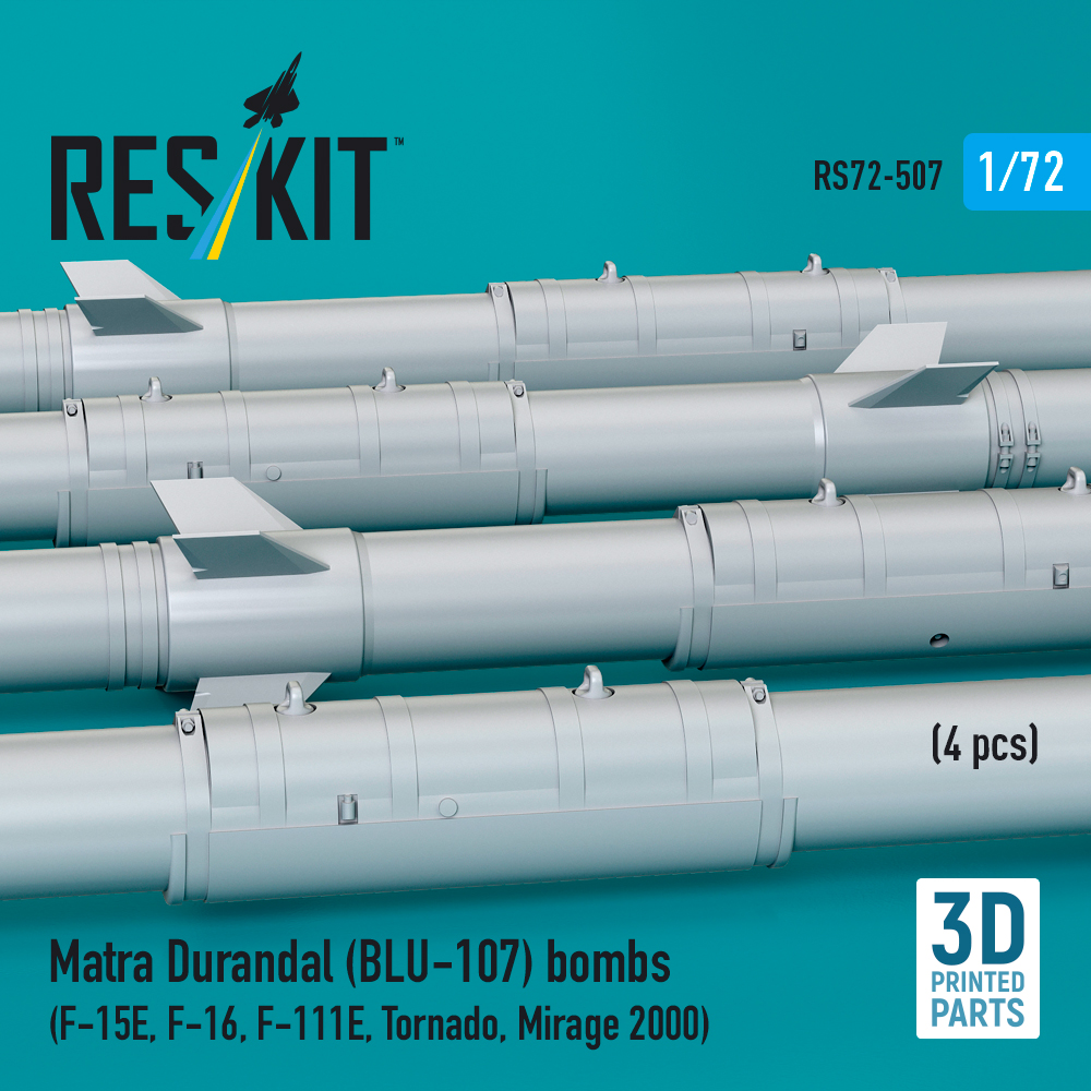 Reskit Matra Durandal (BLU-107) bombs (F-15E, F-16, F-111E, Tornado, Mirage 2000) (3D Printed) (1/72) RS72-0507 - Image 2