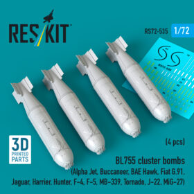 Reskit BL755 cluster bombs (4 pcs) (3D Printed) (1/72) RS72-0535