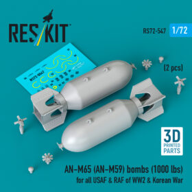 Reskit AN-M65 (AN-M59) bombs for all USAF & RAF of WW2 & Korean War (2 pcs) (3D Printed) (1/72) RS72-0547