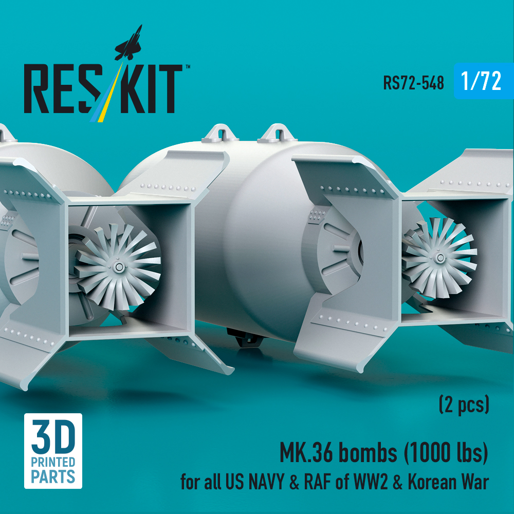 Reskit MK.36 bombs (1000 lbs) for all US NAVY & RAF of WW2 & Korean War (3D Printed) (1/72) RS72-0548 - Image 3