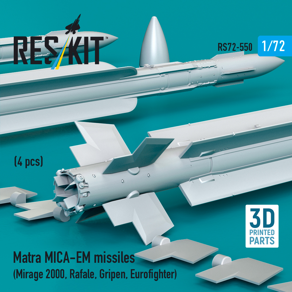 Reskit Matra MICA-EM missiles (4 pcs) (3D Printed) (1/72) RS72-0550 - Image 3