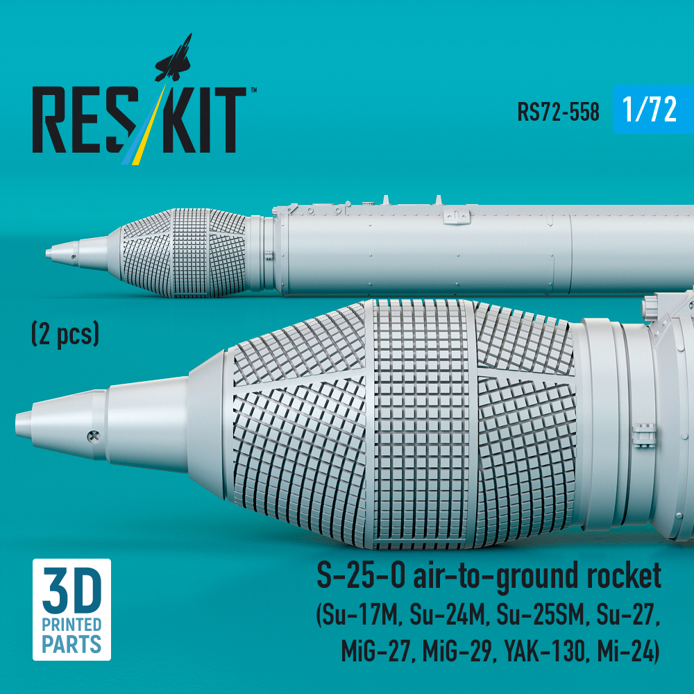 Reskit S-25-O air-to-ground rocket (2 pcs) (3D Printed) (1/72) RS72-0558 - Image 3
