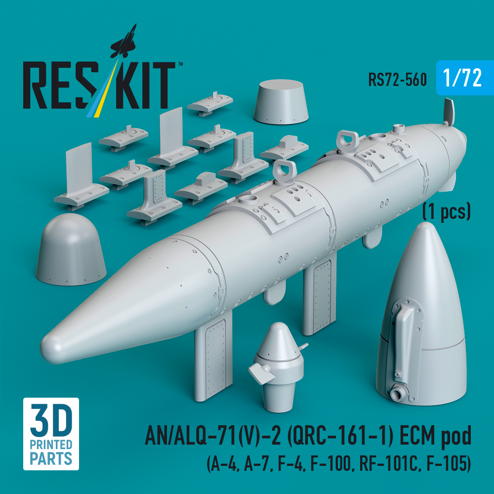Reskit AN/ALQ-71(V)-2 ECM pod (1pcs) (A-4, A-7, F-4, F-100, RF-101C, F-105) (3D Printed) (1/72) RS72-0560 - Image 2