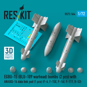 Reskit EGBU-15 (BLU-109 warhead) bombs with AN/AXQ-14 data link pod (1 pcs) (F-4, F-15E, F-16I, F-111, B-52) (3D Printed) (1/72) RS72-0564