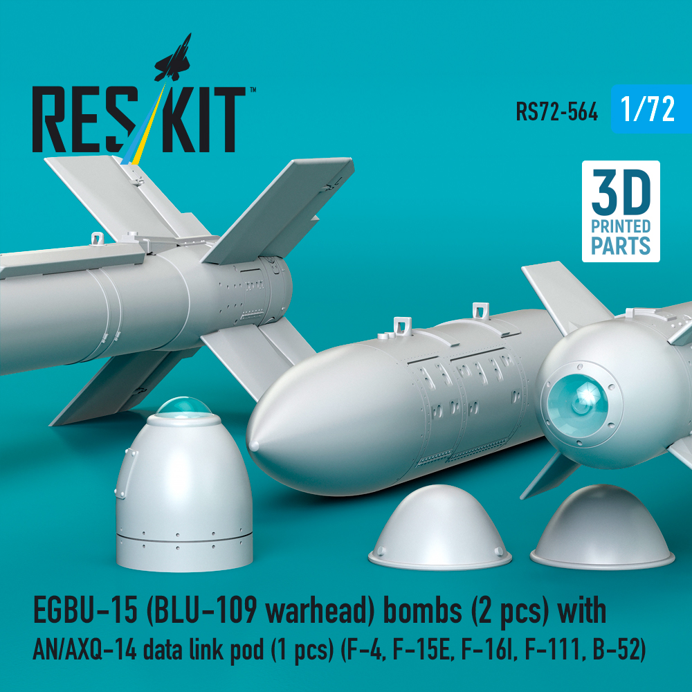 Reskit EGBU-15 (BLU-109 warhead) bombs with AN/AXQ-14 data link pod (1 pcs) (F-4, F-15E, F-16I, F-111, B-52) (3D Printed) (1/72) RS72-0564 - Image 2