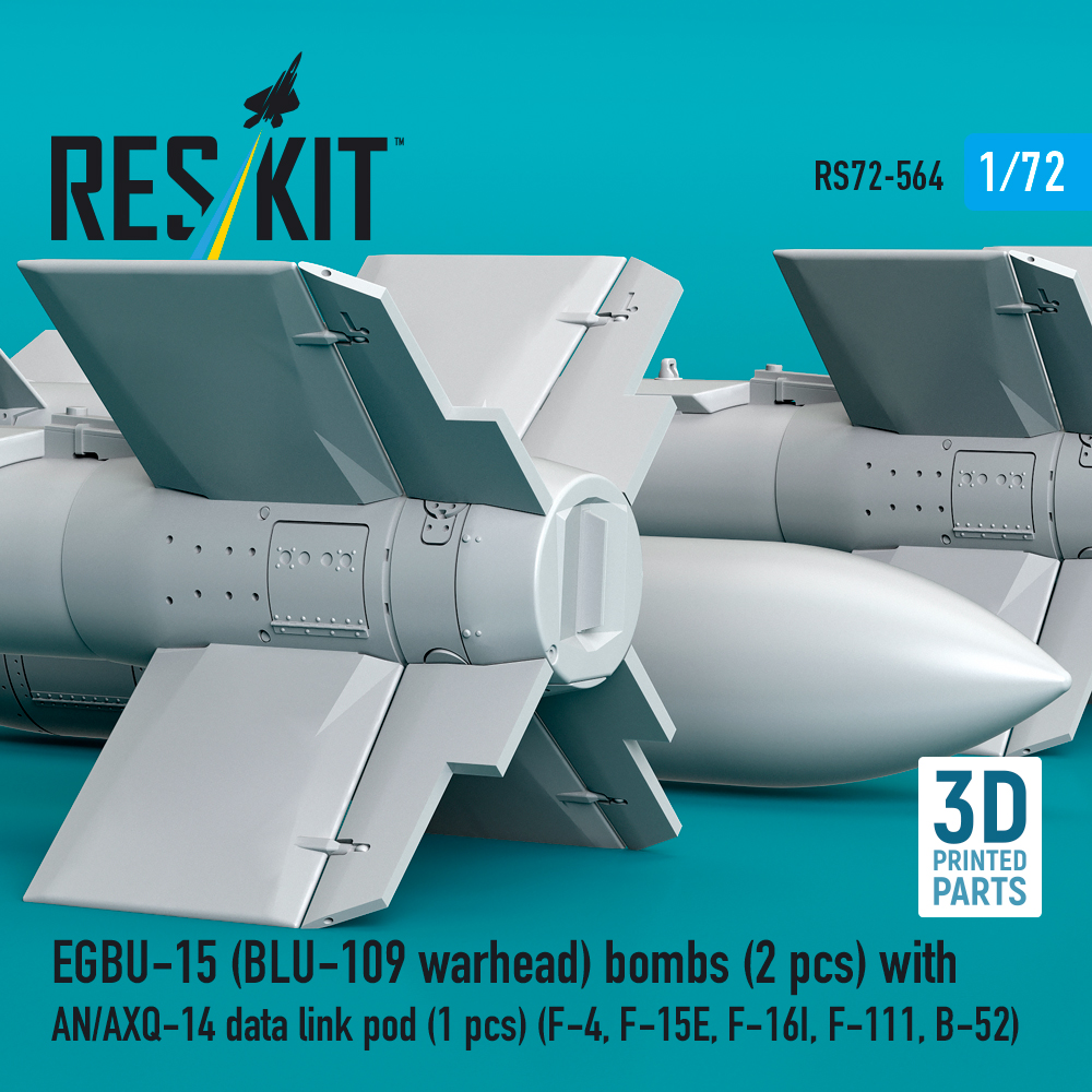 Reskit EGBU-15 (BLU-109 warhead) bombs with AN/AXQ-14 data link pod (1 pcs) (F-4, F-15E, F-16I, F-111, B-52) (3D Printed) (1/72) RS72-0564 - Image 3