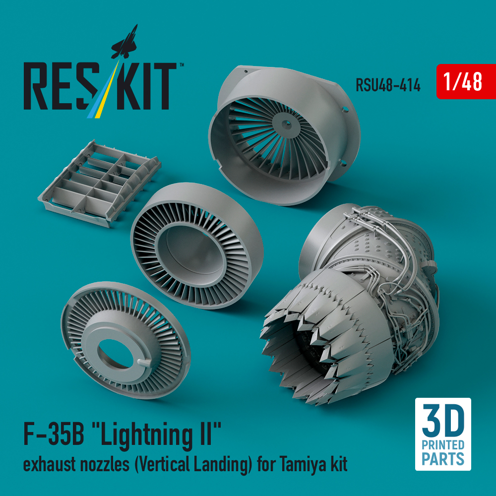 Reskit F-35B "Lightning II" exhaust nozzles (Vertical Landing) for Tamiya kit (3D printed) (1/48) RSU48-0414 - Image 2
