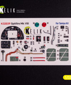 Alternative view of Kelik Spitfire Mk VIII - interior 3D decals for Tamiya kit (1/32)
