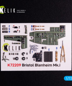 Kelik Bristol Blenheim Mk.1 - interior 3D decals for Airfix kit (1/72)