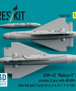 Alternative view of Reskit AGM-62 "Walleye II" ER missiles (2 pcs) with AN/AWG-16 data link pod (1 pcs) (A-4, A-6, A-7, F-4, F/A-18) (3D Printed) (1/32)