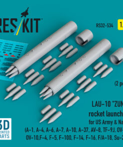 Reskit LAU-10 "ZUNI" rocket launcher for US Army & Navy (2 pcs) (A-1, A-4, A-6, A-7, A-10, A-37, AV-8, TF-9J, OV-1, OV-10, F-4, F-5, F-100, F-14, F-16, F/A-18, Su-25) (3D Printed) (1/32)