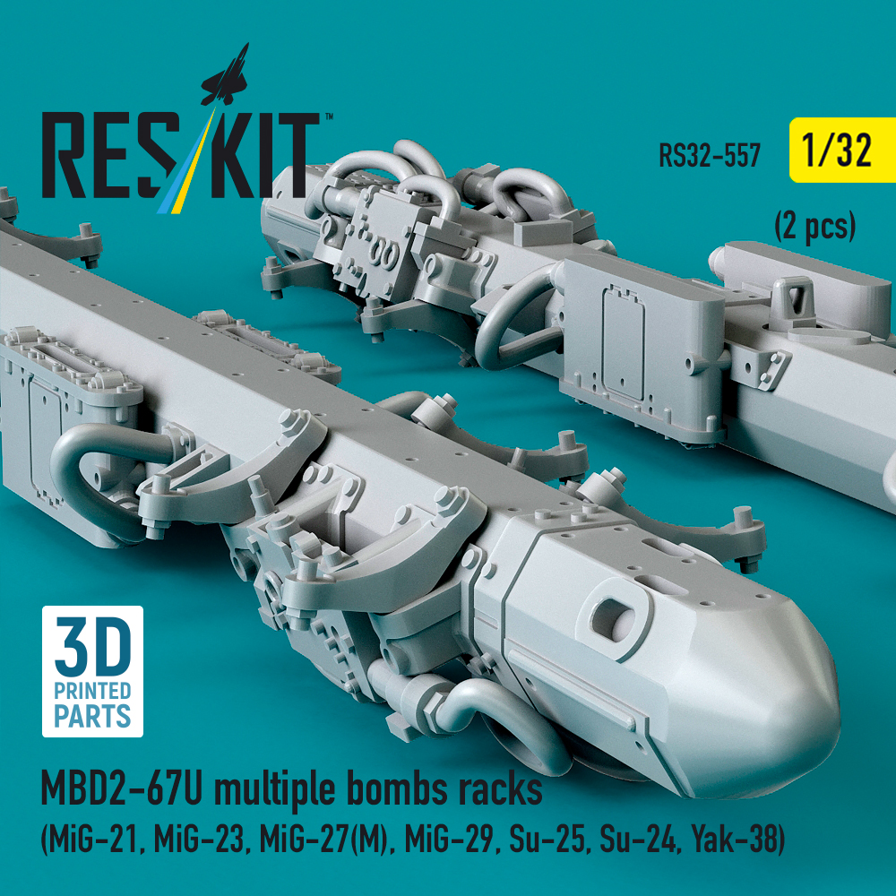 Reskit MBD2-67U multiple bombs racks (2 pcs) (MiG-21, MiG-23, MiG-27(М), MiG-29, Su-25, Su-24, Yak-38) (3D Printed) (1/32) - Image 3