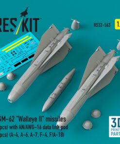 Reskit AGM-62 "Walleye II" missiles (2 pcs) with AN/AWG-16 data link pod (1 pcs) (A-4, A-6, A-7, F-4, F/A-18) (3D Printed) (1/32)