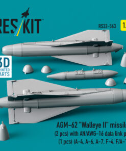 Alternative view of Reskit AGM-62 "Walleye II" missiles (2 pcs) with AN/AWG-16 data link pod (1 pcs) (A-4, A-6, A-7, F-4, F/A-18) (3D Printed) (1/32)