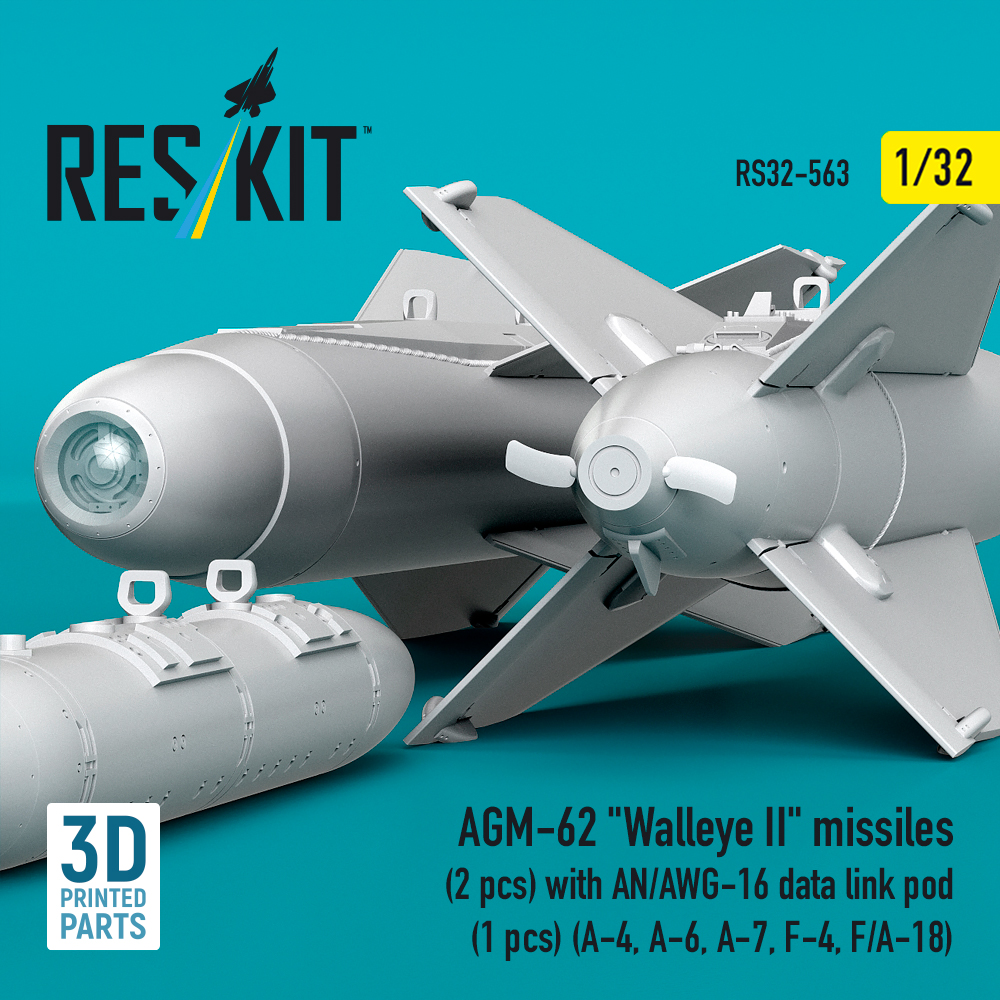 Reskit AGM-62 "Walleye II" missiles (2 pcs) with AN/AWG-16 data link pod (1 pcs) (A-4, A-6, A-7, F-4, F/A-18) (3D Printed) (1/32) - Image 3