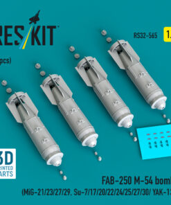 Reskit FAB-250 М-54 bombs (4 pcs) (MiG-21/23/27/29, Su-7/17/20/22/24/25/27/30/ YAK-130) (3D Printed) (1/32)