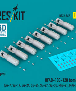 Reskit OFAB-100-120 bombs (8 pcs) (Su-7, Su-17, Su-24, Su-25, Su-27, Su-30, MiG-21, MiG-27) (3D Printed) (1/32)