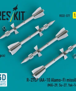 Alternative view of Reskit R-27EP (AA-10 Alamo-F) missiles (4 pcs) (MiG-29, Su-27, Yak-141) (3D Printed) (1/32)