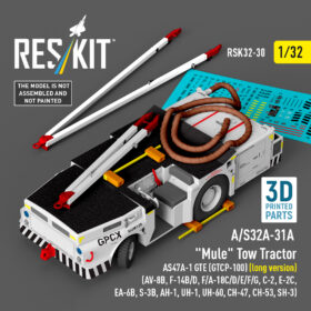 Reskit A/S32A-31A "Mule" Tow Tractor AS47A-1 GTE (GTCP-100) (long version) (AV-8B, F-14B/D, F/A-18C/D/E/F/G, C-2, E-2С, EA-6B, S-3B, AH-1, UH-1, UH-60, CH-47, CH-53, SH-3) (3D Printed model kit) (1/32)