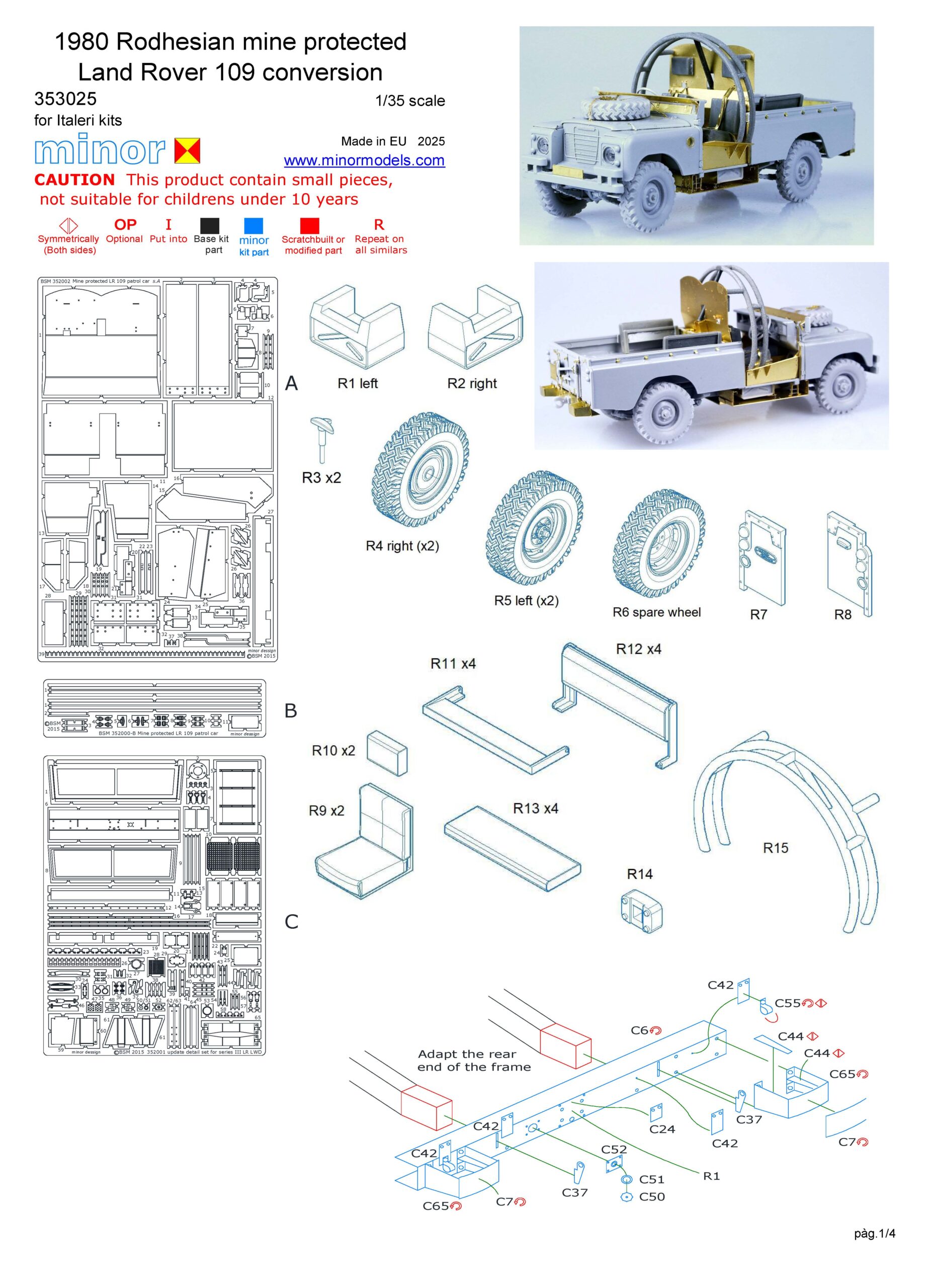 Minor 1/35 1980 Rodhesian mine protected Land Rover conversion. for Italeri kits. Agila operation decals. - Image 2