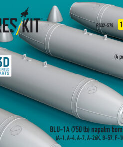 Alternative view of Reskit BLU-1A (750 lb) napalm bombs (A-1, A-4, A-7, A-26K, B-57, F-100) (3D Printed) (1/32) RS32-0578