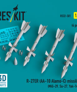 Reskit R-27ER (AA-10 Alamo-C) missiles (MiG-29, Su-27, Yak-141) (3D Printed) (1/32) RS32-0581