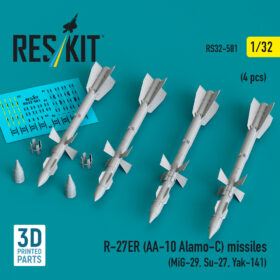 Reskit R-27ER (AA-10 Alamo-C) missiles (MiG-29, Su-27, Yak-141) (3D Printed) (1/32) RS32-0581