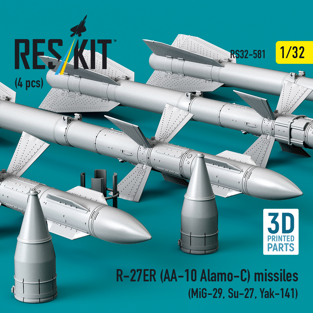 Reskit R-27ER (AA-10 Alamo-C) missiles (MiG-29, Su-27, Yak-141) (3D Printed) (1/32) RS32-0581 - Image 2