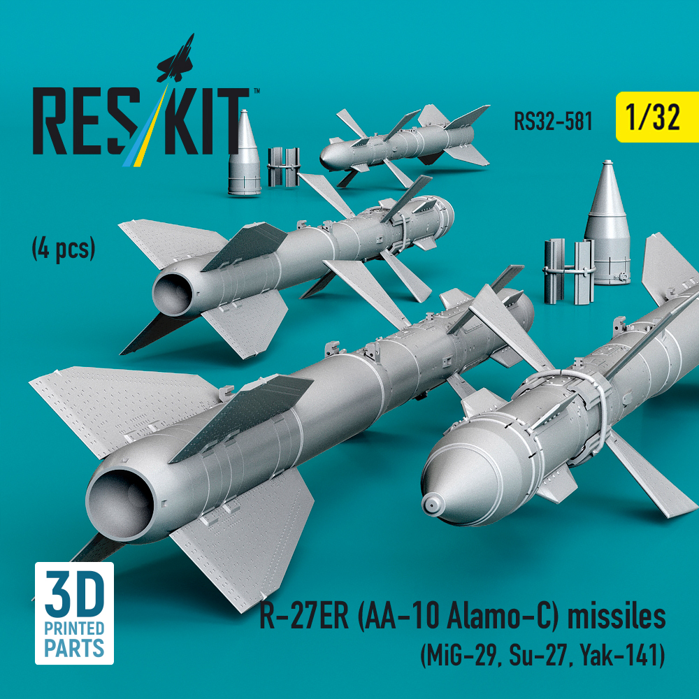 Reskit R-27ER (AA-10 Alamo-C) missiles (MiG-29, Su-27, Yak-141) (3D Printed) (1/32) RS32-0581 - Image 3