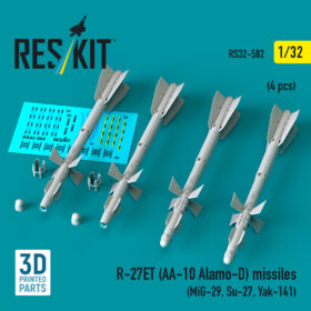 Reskit R-27ET (AA-10 Alamo-D) missiles (MiG-29, Su-27, Yak-141) (3D Printed) (1/32) RS32-0582