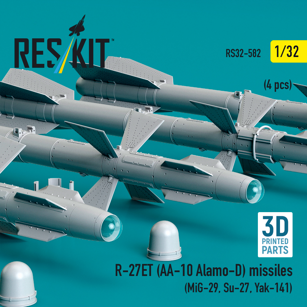 Reskit R-27ET (AA-10 Alamo-D) missiles (MiG-29, Su-27, Yak-141) (3D Printed) (1/32) RS32-0582 - Image 2