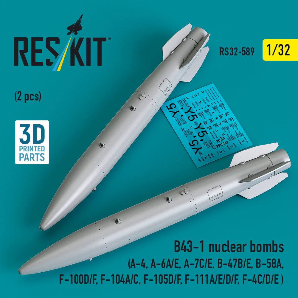 Reskit B43-1 nuclear bombs (2 pcs) (3D Printed) (1/32) RS32-0589